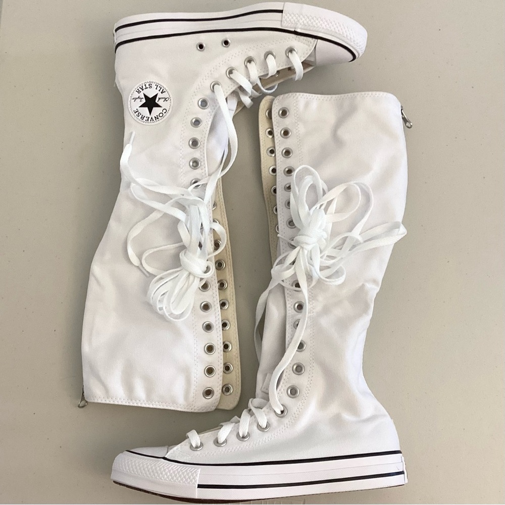 Converse 8 NIB Knee High XX-HI Tall Lace Up White Sneakers Authentic New In Box - Picture 4 of 11